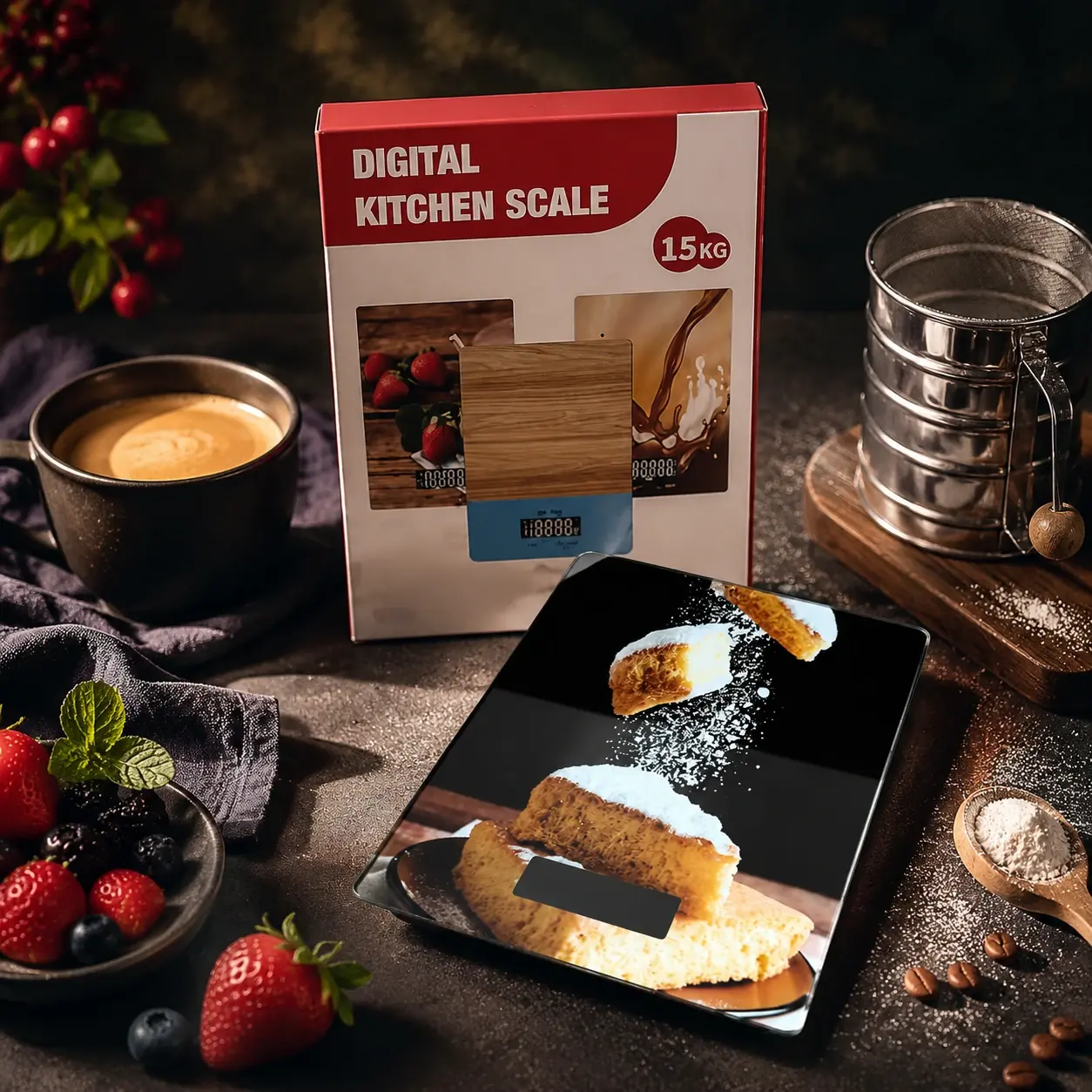 ترازوی دیجیتال آشپزخانه ۱۵KG طرح کیک کد ۲۱۲