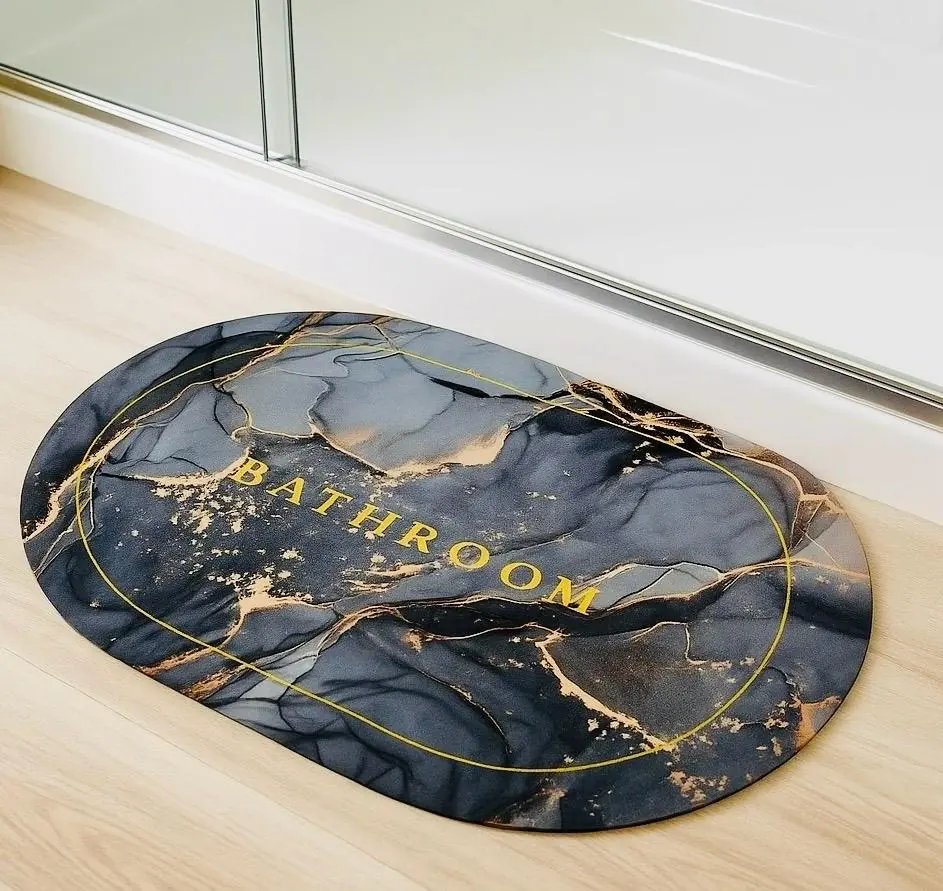 پادری طرح ماربل Bathroom طوسی‌مشکی طلایی سایز ۶۰×۴۰