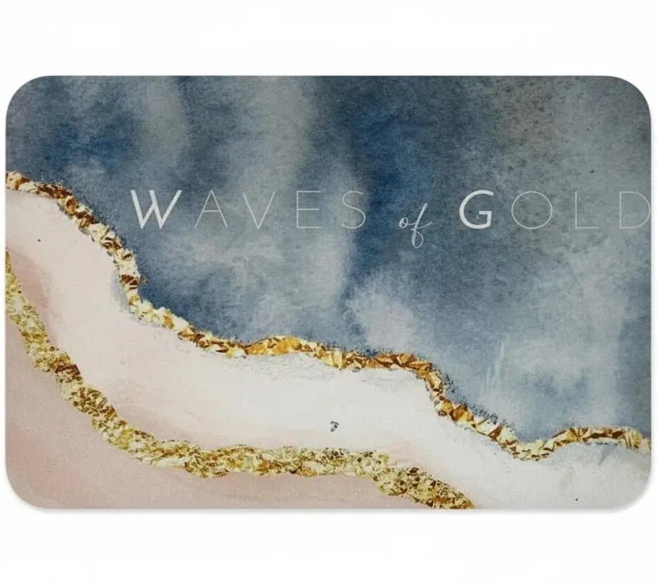 پادری طرح آبرنگی Waves of Gold آبی‌صورتی سایز ۶۰×۴۰