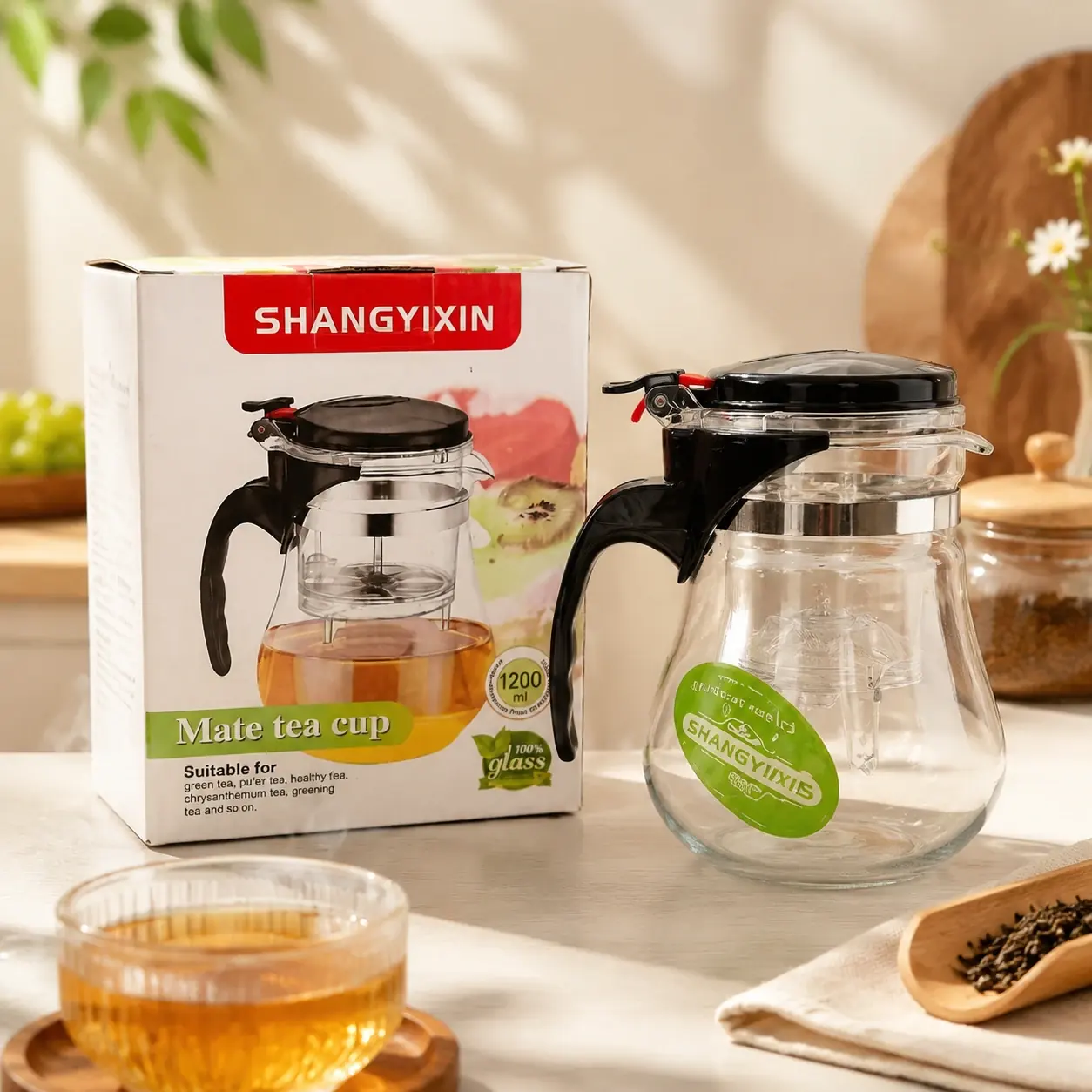 قوری دمنوش و چای SHANGYIXIN مدل Mate Tea Cup ظرفیت ۱۲۰۰ میلی‌لیتر کد ۴۸