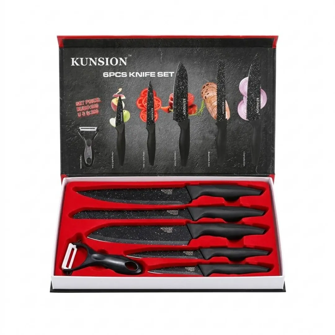 سرویس ۶ پارچه کارد اشپزخانه کانسیون مدل سانتوکو  KUNSION کد ۱۴۰